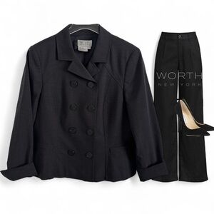 WORTH PETITE WOOL GRAY DOUBLE BREASTED JACKET BLAZER SZ 14